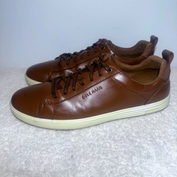 COLE HAAN Mens Grand Plus Crosscourt Brown Tan Leather Sneaker Size 9.5M C36924 - Picture 2 of 9